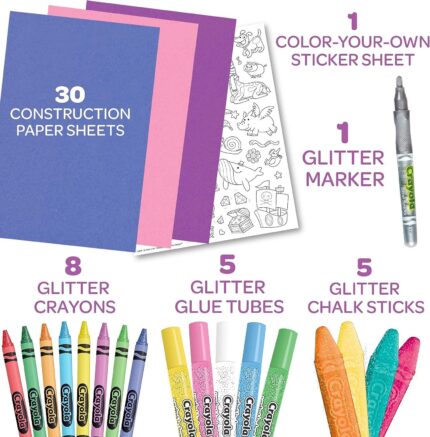 Crayola Color Caddy Craft Kit (90+ Pcs), Kids Coloring Set, Gifts for Kids  4+, Includes Crayons, Markers, Colored Pencils, Glitter Glue, Scissors, 